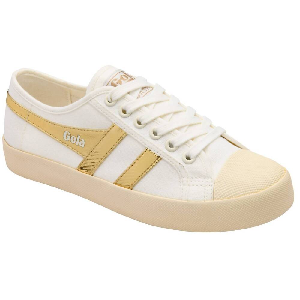 NEW GOLA women's coaster trainer shoes in off white/gold
